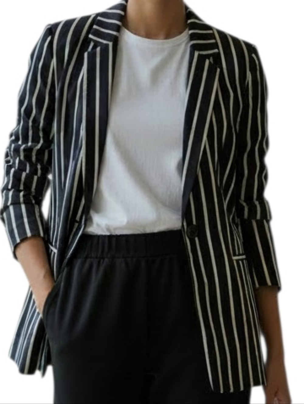Striped Gold  & Black Satin Blazer Jacket - Women's Size 6